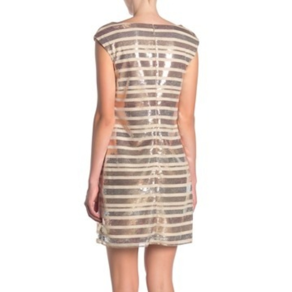 SOLD OUT Marina Metallic Sequin Stripe Shift Dress - Picture 2 of 2
